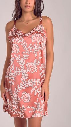 iCollection Satin Nightgown with Ruffle Neckline in Dusty Rose at Nordstrom, Size X-Small