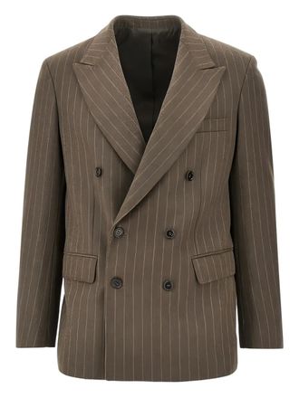Mars&eacute;m Pinstripe double-breasted jacket - Brown