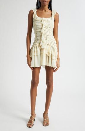 Siedres Gemma Tierred Ruffle Chiffon Minidress in Ecru at Nordstrom, Size X-Small
