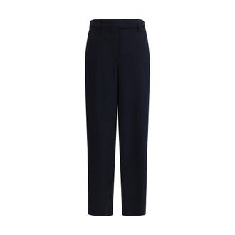 Brunello Cucinelli Broeken, Dames, Blauw, S, Wijde Pijp Knoopbroek