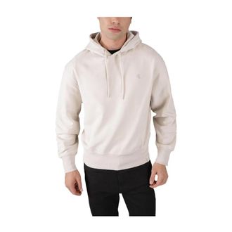 Calvin Klein Geborduurde CK Sweatshirt Heavyweight Modern Fit - Heren - Hoodies - Beige - M - Katoen - Hoodies & sweatvesten