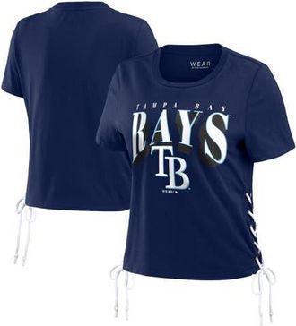 WEAR by Erin Andrews Womens WEAR by Erin Andrews Navy Tampa Bay Rays Side Lace-Up Cropped T-Shirt at Nordstrom, Size Xx-Large