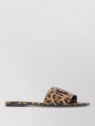 Dolce & Gabbana animal motif leather flat toe slide