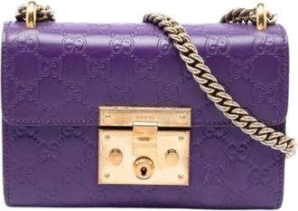 Gucci Pre-owned Padlock Crossbody Bag - Dames - Vintage Schoudertas - Paars - ONE Size - Leer - Vintage