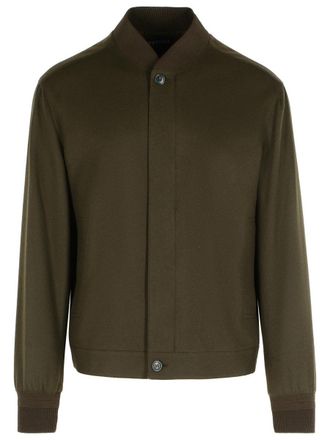 Ermenegildo Zegna Chocolate Cashmere Bomber Jacket