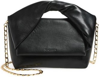 J.W.Anderson Medium Twister Leather Top Handle Bag in Black 999 at Nordstrom