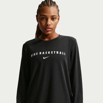Nike Womens Dri-FIT Long-Sleeve Warm-Up Basketball Top in Black | IO1355-010