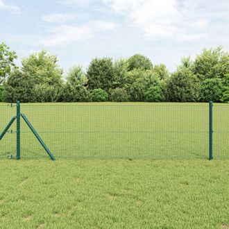Berkfield Home Welded Wire Fence with 13 Posts Green 0.6x100 m Steel