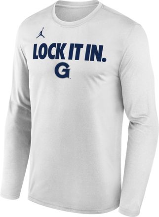 Nike Jordan Mens Georgetown 2026 On-Court Bench Jordan Dri-FIT College Long-Sleeve T-Shirt in White | M22284P870GTUN-WHT