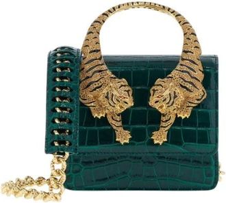 Roberto Cavalli Crocodile Scale Hobo Tas met Tijgerkoppen - Dames - Handtassen - Groen - ONE Size - Leer - Tassen