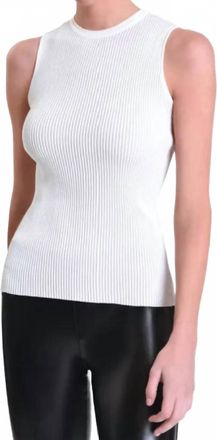 Blanc Noir Two Tone Rib Tank In Bright White