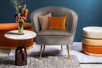 Kayoom Sessel »Loulan 125, gemütlicher Cocktail-Sessel, edler Samtbezug« 1 Stk. tlg. Cocktail-Sessel, Rückenlehne mit Ziernaht, Metallbeine in Gold