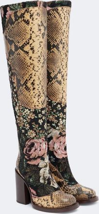 Dries Van Noten Botas mosqueteras de piel con patchwork