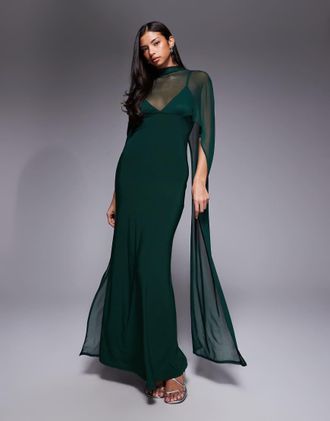 Asos Vestito lungo verde con mantella oversize