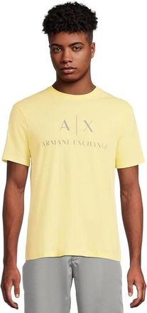 A|X Armani Exchange T-Shirt Men Pale Hay Corporate Logo Print Short Sleeve RED1293