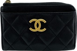 Chanel Black Leather Coin Purse/Coin Case (Pre-Owned)