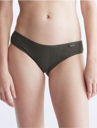 Calvin Klein Womens Ribbed Bikini - Green - XS