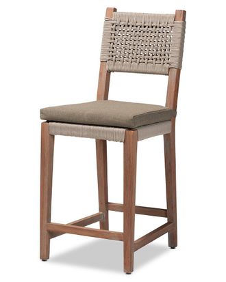 Baxton Studio Heyna Woven Rope Mahogany Counter Stool