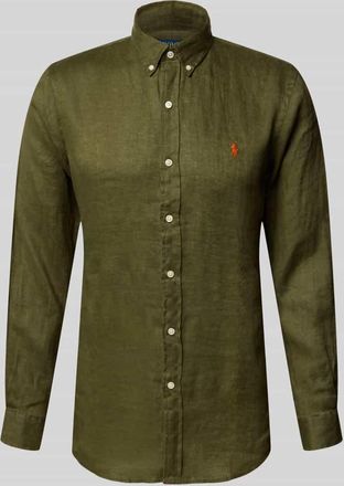 Polo Ralph Lauren Slim Fit Freizeithemd aus reinem Leinen in Oliv, Gr&ouml;&szlig;e XXL