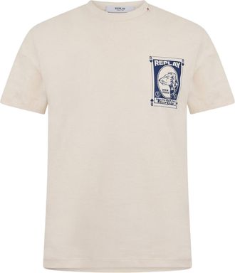 Replay Heren Hond Slim T-Shirt (Wit)