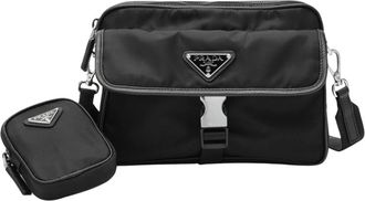 Prada Tassen, Heren, Zwart, ONE Size, Leer, Schoudertas