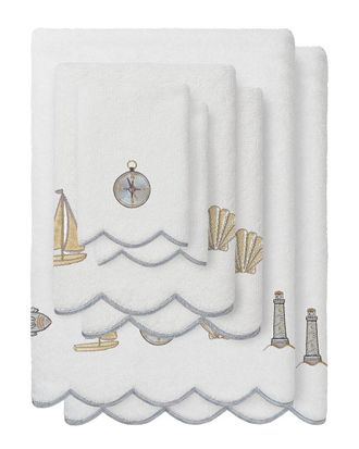 Linum Home Textiles 100% Turkish Cotton Sea Joy Scallop 6Pc Embellished Towel Set