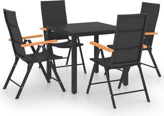 vidaXL Juego De Comedor Para Jard&iacute;n 5 Piezas Negro Y Marr&oacute;n Vidaxl