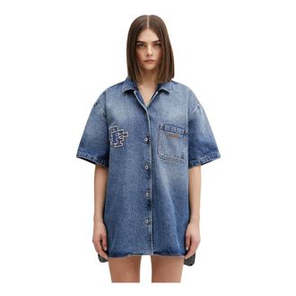Off-white Dames, Jurken, Blauw, Maat: XS Denim