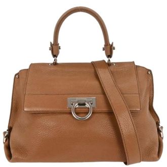 Ferragamo Pre-owned Handbags, female, Brown, Size: ONE SIZE Pre-owned Leather Handbag