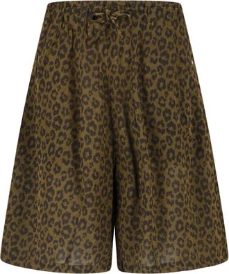 Needles Brown Animal Print Drawstring Cotton Shorts