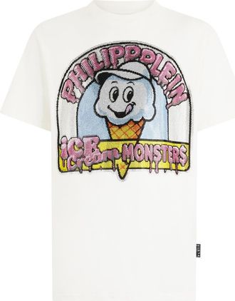 Philipp Plein Round Neck T-Shirt Ice Cream Monsters Men in Offwhite at Nordstrom, Size Xxx-Large