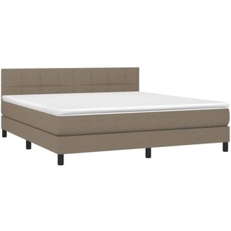 vidaXL Vidaxl - Cama Box Spring Con Colch&oacute;n Tela Gris Taupe 160x200 Cm