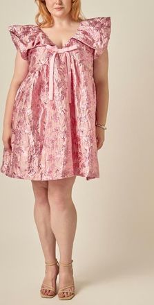 endless rose Floral Jacquard Babydoll Minidress in Pink at Nordstrom, Size 3X
