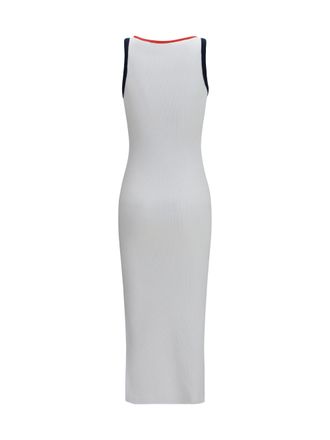 Fiorucci Ribbed Cotton with Contrast Trims Midi Dress - White