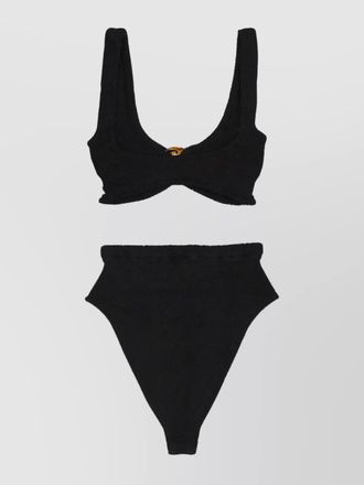 Hunza G nadine high waist bikini with textured fabric and ring detail