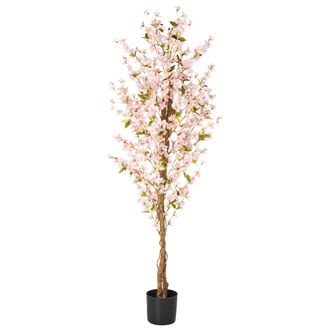 Beliani Beliani - Planta Artificial En Maceta Verde Negro Material Hojas De Pl&aacute;stico Rosas 185 Cm Interior Sakura