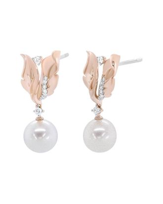 House of Brilliance Haus Of Brilliance 14K Rose Gold Diamond & 8Mm Pearl Drop Earring