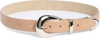 Vince Camuto Curved Buckle Faux Leather Belt in Taupe at Nordstrom Rack, Size X-Large