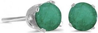 Allurez 0.96ct Emerald Stud Earrings May Birthstone 14k White Gold