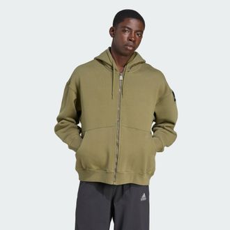 adidas Originals ADIDAS Originals Mens EQT Fleece Full - Zip Hoodie - Olive Cotton - Size X-Large