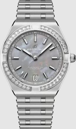 Breitling Chronomat Automatic Diamond Grey Dial Ladies Watch A10320591G1A1
