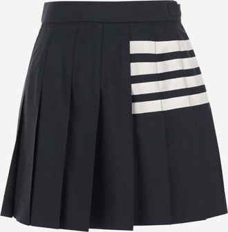 Thom Browne Royal Blue WOOL PLEATED SKIRT 4 BAR