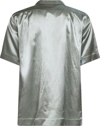 Dries Van Noten Mens Bowling Shirt Mint Green Cupro