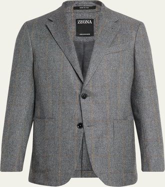 Ermenegildo Zegna Mens Oasi Cashmere Windowpane Two-Button Sport Coat