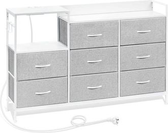 Woltu Cassettiera 8 Cassetti a 3 Livelli, in Tessuto, Grigio Tortora + Bianco Nuvola - Woltu