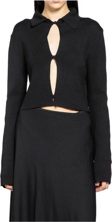 Jil Sander Cardigans, female, Black, M, Polo Cardigan