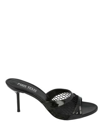 PARIS TEXAS Lidia Patent Leather And Mesh Mules