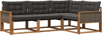 vidaXL Conjunto De Sof&aacute;s De Exterior 4 Uds. Natural Y Negro Vidaxl