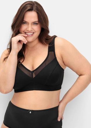 Sheego Entlastungs-BH SHEEGO, Damen, Gr. 11,5, Cup G, schwarz, 90% Baumwolle, 6% Elasthan, 4% Polyamid, BHs Entlastungs-BH