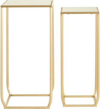 Premier Housewares Avantis Set of 2 Champagne/Square Side Tables
